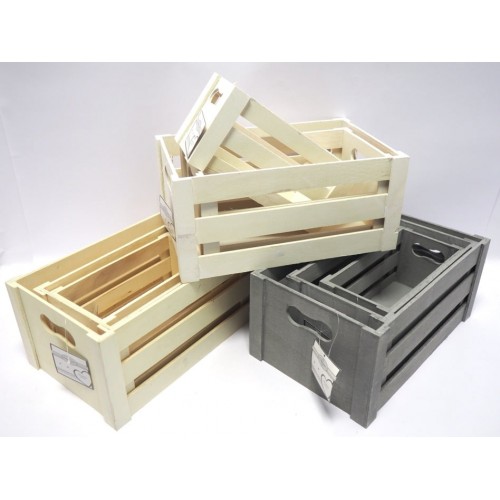 Foto del prodotto Set 3cassette legno col.te h.15,5x34x21,5+h.14x29x16,5+h.12x24x12cm.