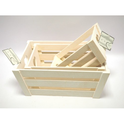 Set 3cassette legno h.14x35x26+h.12x30x21+h.10x25x16cm. bianche