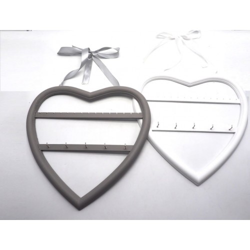 Cuore p.anelli/collane diam. 35cm. bianco/grigio c/5 ganci