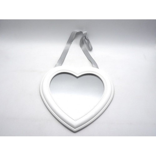 Foto del prodotto Cuore gesso bianco c/specchio h.28x26,5cm. c/ raso grigio