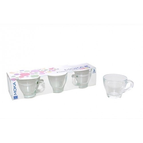 Foto del prodotto  set 3 tazze caffe in vetro trasparente cl 9 scatola regalo 