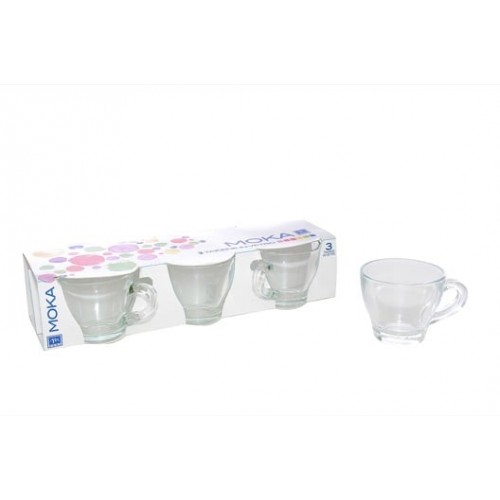  set 3 tazze caffe in vetro trasparente cl 9 scatola regalo 