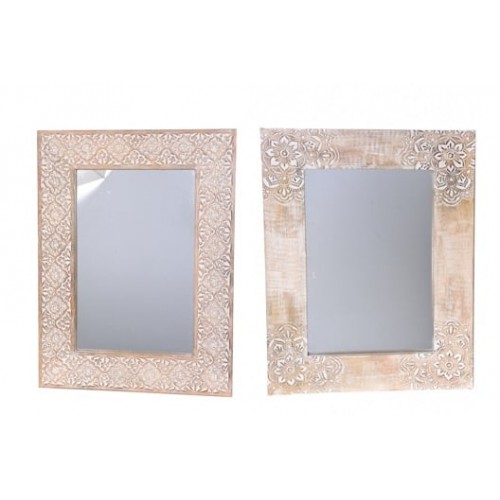 Specchio in legno intarsiato cm 46x61x2,2 decori assortiti  