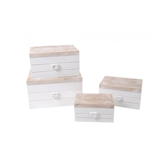 Set 4 scatole in legno con coperchio