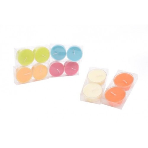 Foto del prodotto Set 2 tealight d. cm 5,8x2,2 (gr 40) colori e fragranze assortite scatola trasparente 