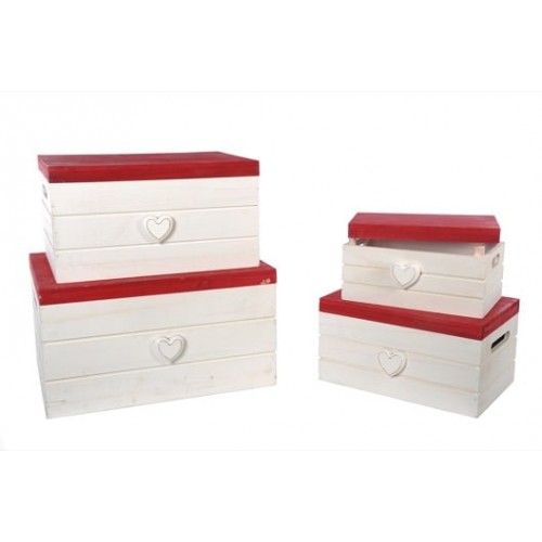 Set 4 scatole con coperchio in legno 