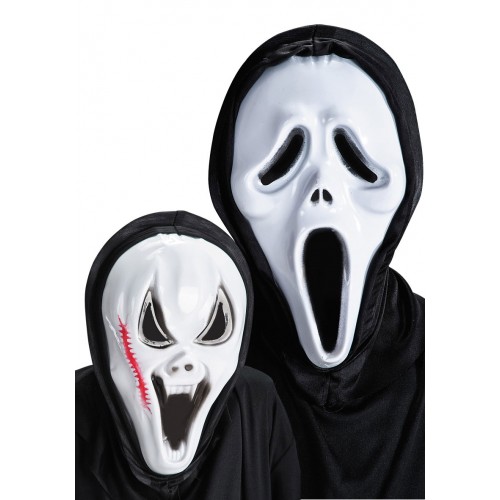 Maschera fantasma in plastica c/cappucci