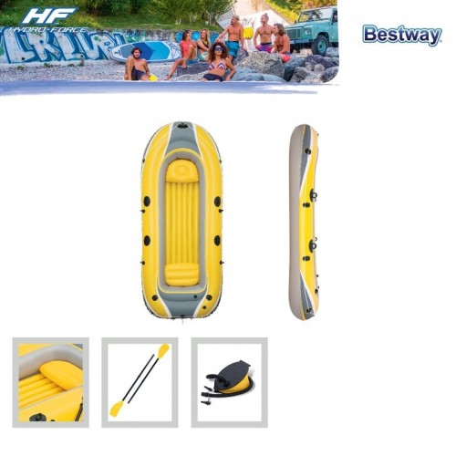 Set canotto hydro-force raft  misura gonfio cm. 255x127, 2 adulti e 1 bambino, max 225 kg. include:  remi da cm. 124 e pompa a piede da cm. 23x15, adattabile con supporto ai motori elettrici 65043/65045                                                