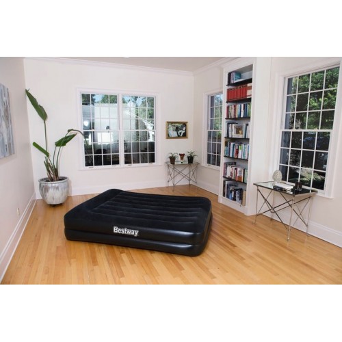 Airbed premium nero matrimoniale plus  floccato cm. 203x152x46, pompa elettrica incorporata e sacca