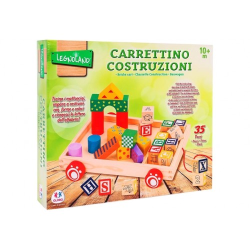 Carretto trainabile legno con 12 cubi 23 costruzioni