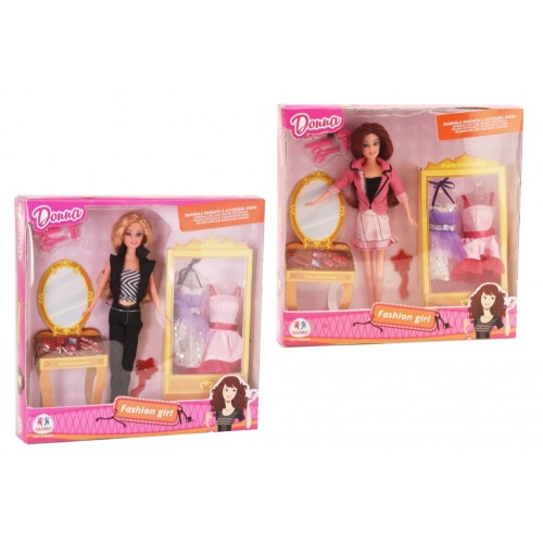 Bambola fashion doll con 2 abiti ed accessori 