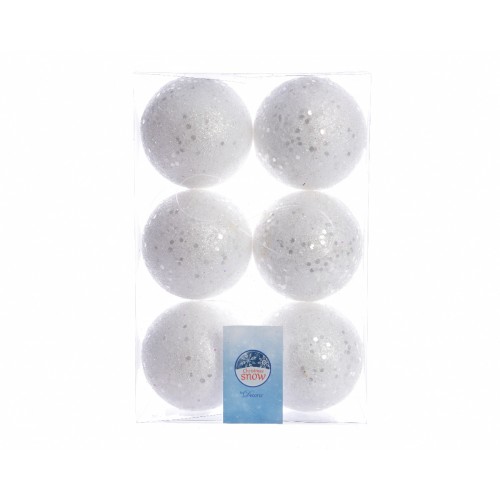 Palline pz6 foam glitter append dia 6cm bia arg p1