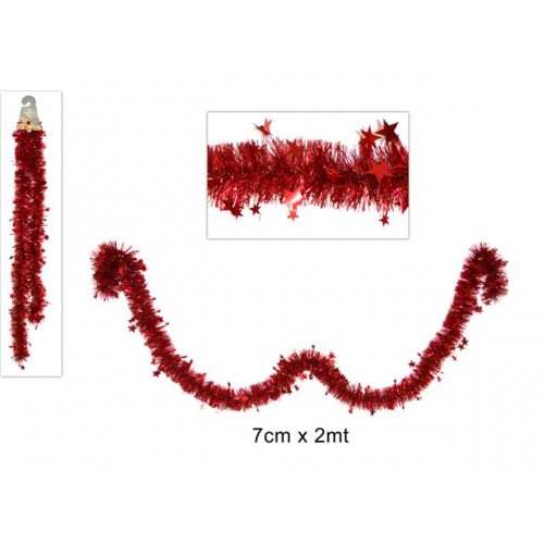 Filo addobbo c/stella rosso 7cm x 2m hcx7-5