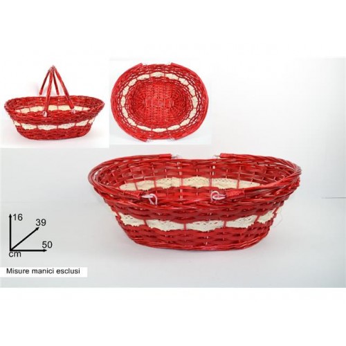 Foto del prodotto Cesta c/merletto ovale c/manici 50x 39cm rosso hd9463-r