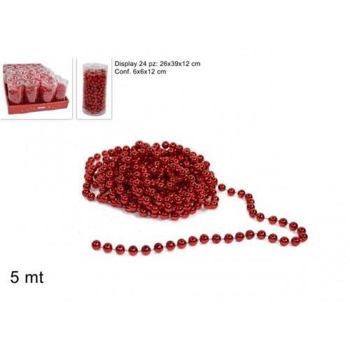 Catena perle decorativa 5m in display rosso art. 3a5mt5/r