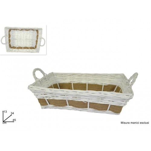 Cesta rettangolare 45x34cm c/bordin juta bianco hd9619-wp