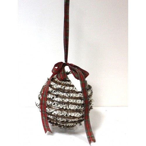 Palla rami lucente diam.20cm. c/fiocco scozzese