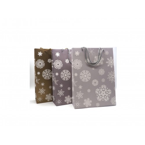 Borsa carta ml h. 34,5x25x8,5cm.    dis.fiocchi neve 4colori