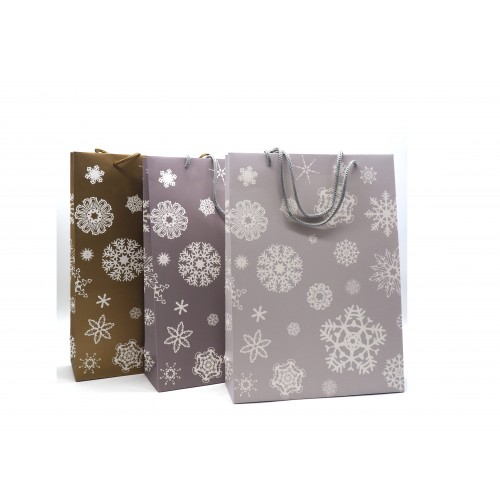 Foto del prodotto Borsa carta xl h. 46x33x10cm.       dis.fiocchi neve 4colori