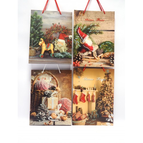 Foto del prodotto Borsa carta ml h. 34,5x25x8,5cm.    dis.natale 'buone feste' 4ass.