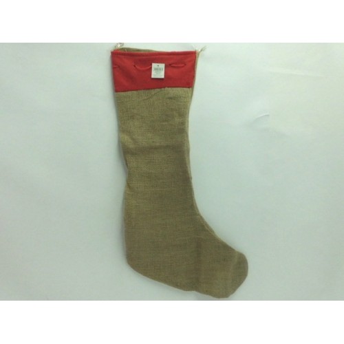 Calza juta c/panno rosso c/corda chiusura h. 90x34-43cm.