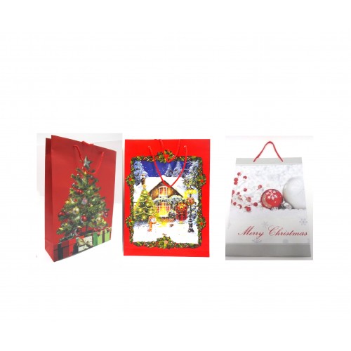 Foto del prodotto Borsa carta ml h. 34,5x25x8,5cm.    3ass.ti natale