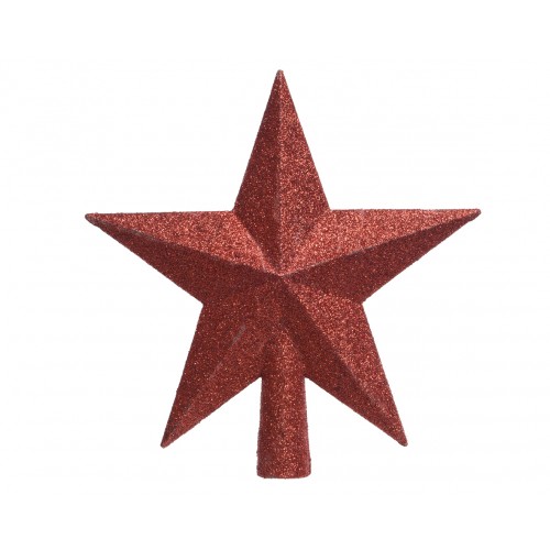 Puntale stella  rosso   glitter  029542  029542